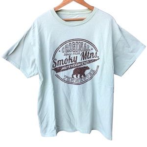 Smoky Mountains Tennessee top Vintage t-shirt Vtg graphic tee Bear shirt sz L 💚